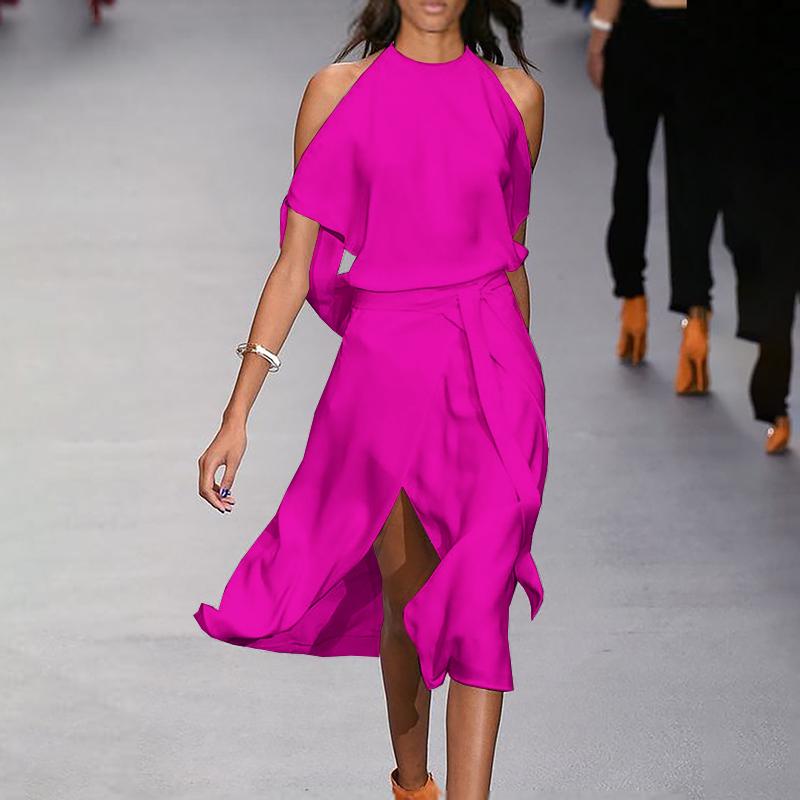 Fashion solid color strapless dress