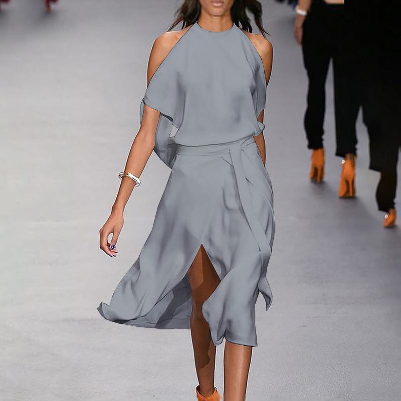 Fashion solid color strapless dress