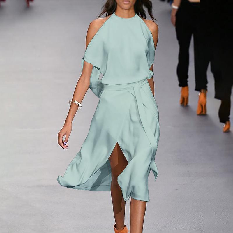 Fashion solid color strapless dress