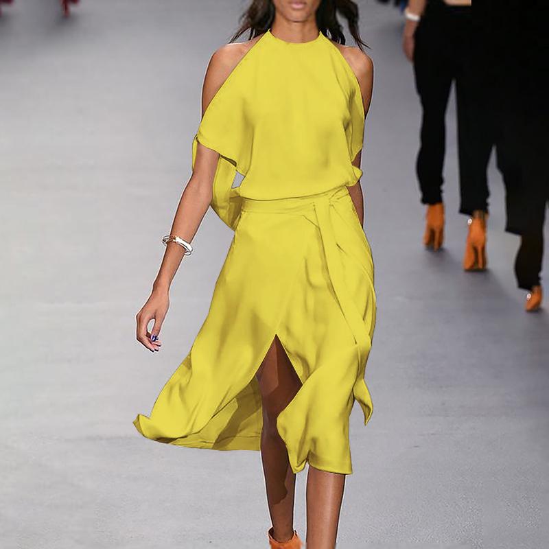 Fashion solid color strapless dress