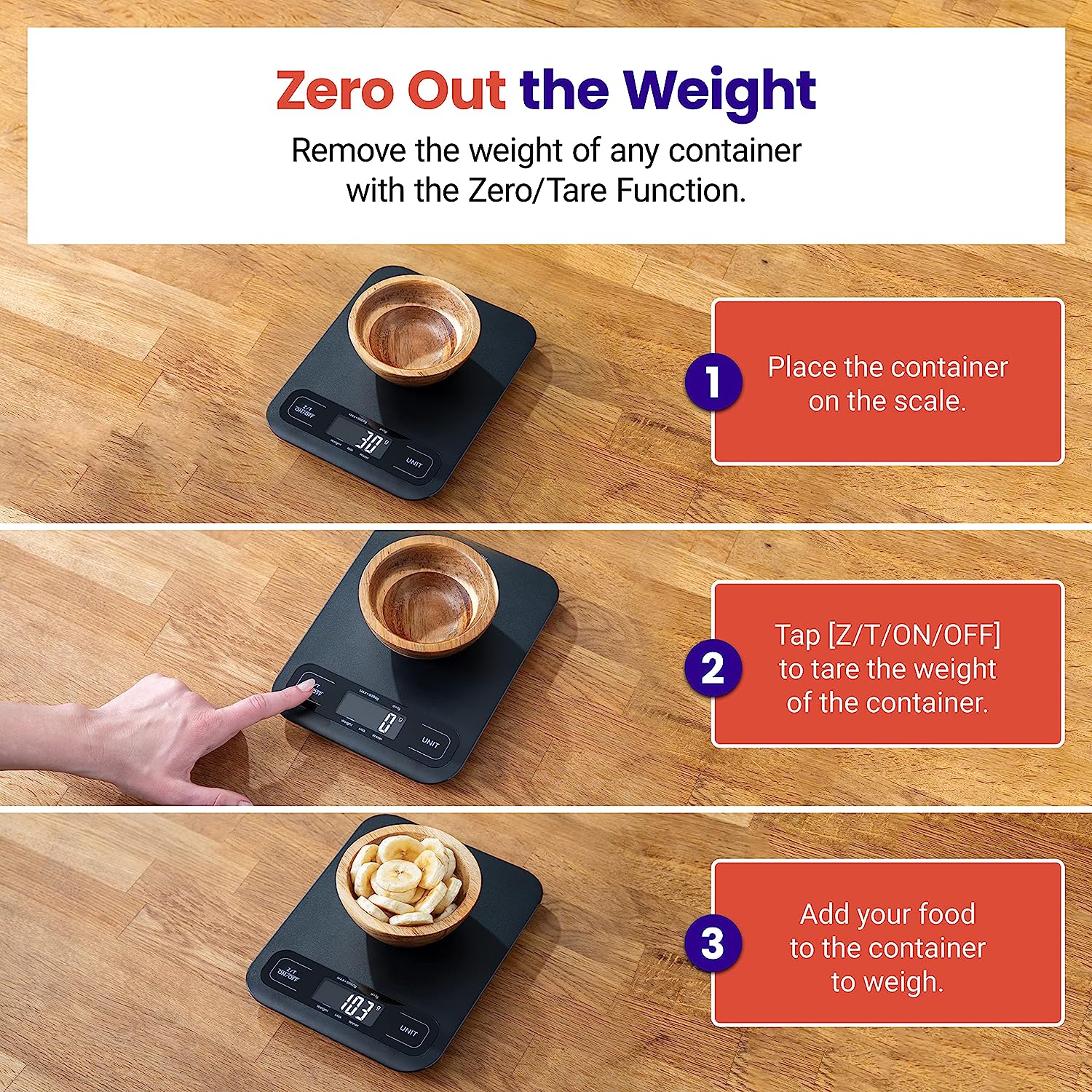 Etekcity Food Kitchen Scale, Digital Grams and Ounces for Weight Loss, Baking, Cooking, Keto and Meal Prep, Large, Black