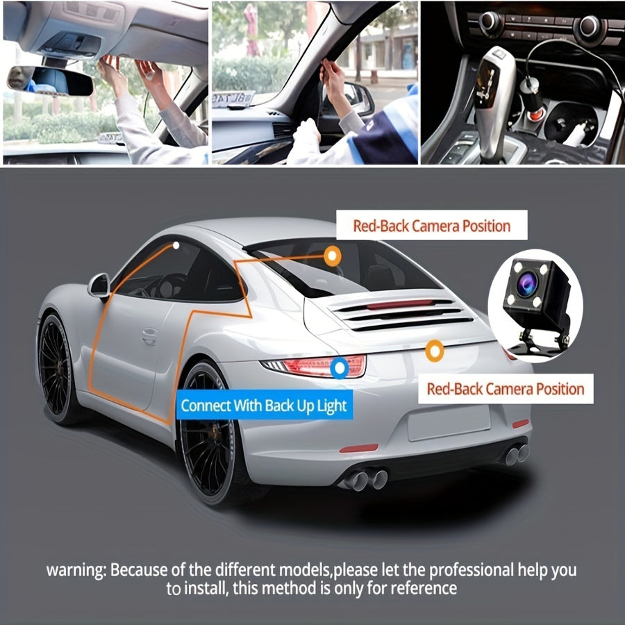 3 Camera Lens Car DVR, 3-Channel Dash Cam HD 1080P Front And Rear Dual Lens Dashcam ParLot Monitoring, Infrared Night Vision Image
