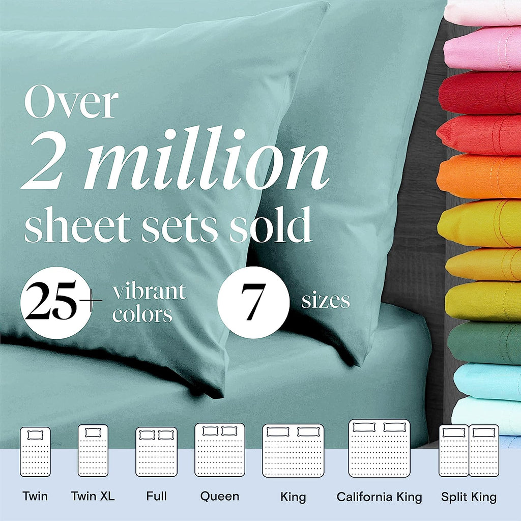 LuxClub Twin XL Sheets Set - Soft Kids Twin Bed Sheets for Boys and Girls, 4 PC Deep Pockets 18" Eco Friendly Wrinkle Free Fitted Sheets Machine Washable Hotel Bedding Silky Soft- Light Teal Twin XL