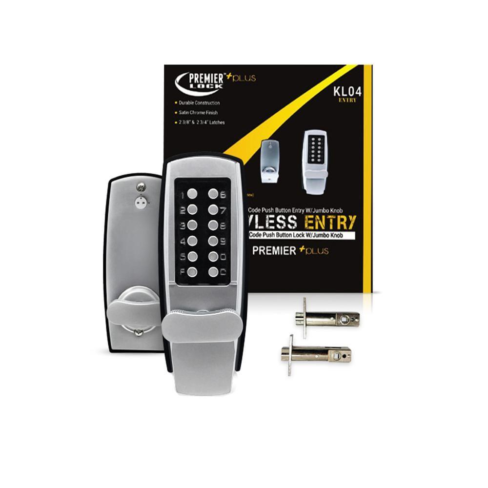 Satin Chrome Mechanical Push-Button Heavy-Duty Keyless Entry Lock with Holdback Function