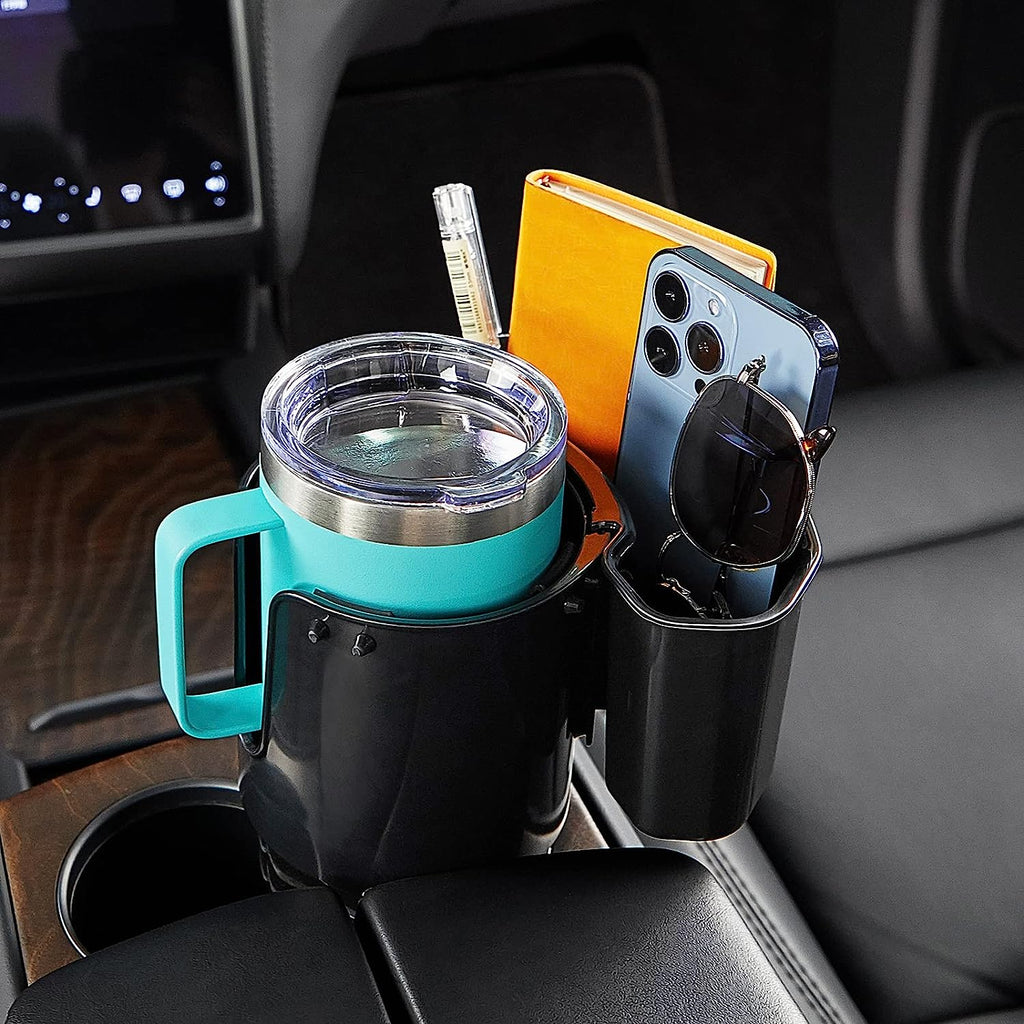 JoyTutus Cup Holder Expander with Storage Box for Car, Large Cup Holder Adapt Most Regular Cup Holder 18-40oz, fit in 2.75-3.25inch Car Holder, with Attached Organizer