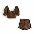 leopard top and high waist top &amp; short