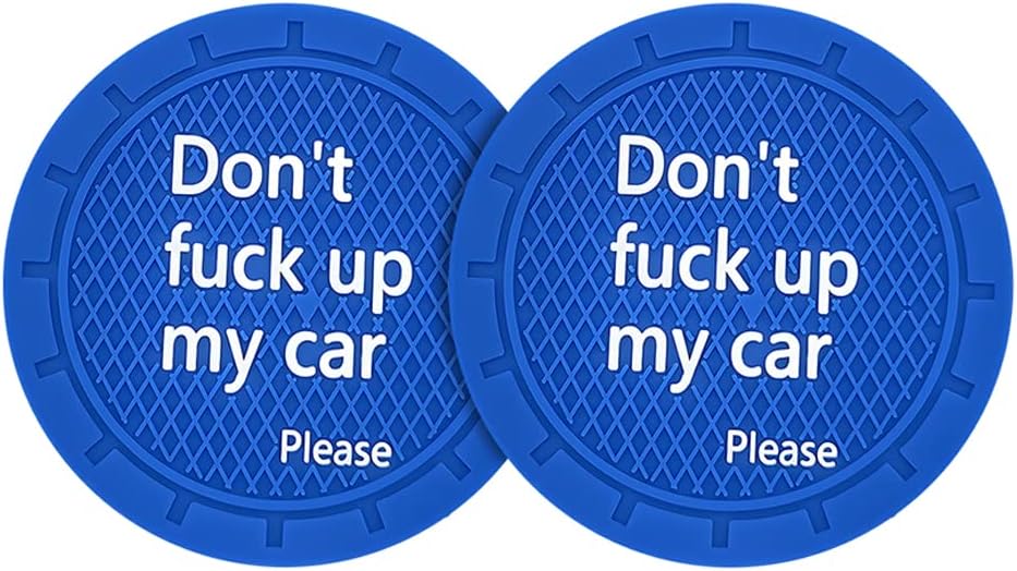 8sanlione 2 Pack Car Cup Holder Coasters, 2.75 Inch Non-Slip PVC Insert Cup Coaster, Anti-Scratch Auto Cup Mats for Women Men, Vehicle Interior Accessories Universal for Car, SUV, Truck (D Blue/2PCS)