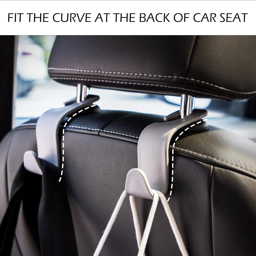 LivTee Car Seat Headrest Hook, Car Headrest Hidden Hook, 4 Pack Universal Auto Car Back Seat Hook Organizer for Purse Coat, Car Interior Accessories (Gray)