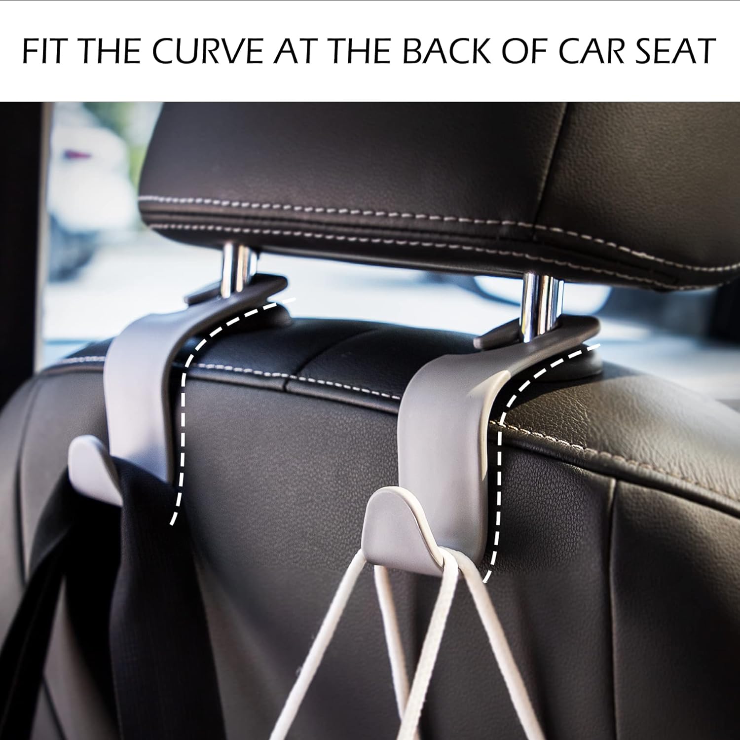 LivTee Car Seat Headrest Hook, Car Headrest Hidden Hook, 4 Pack Universal Auto Car Back Seat Hook Organizer for Purse Coat, Car Interior Accessories (Gray)