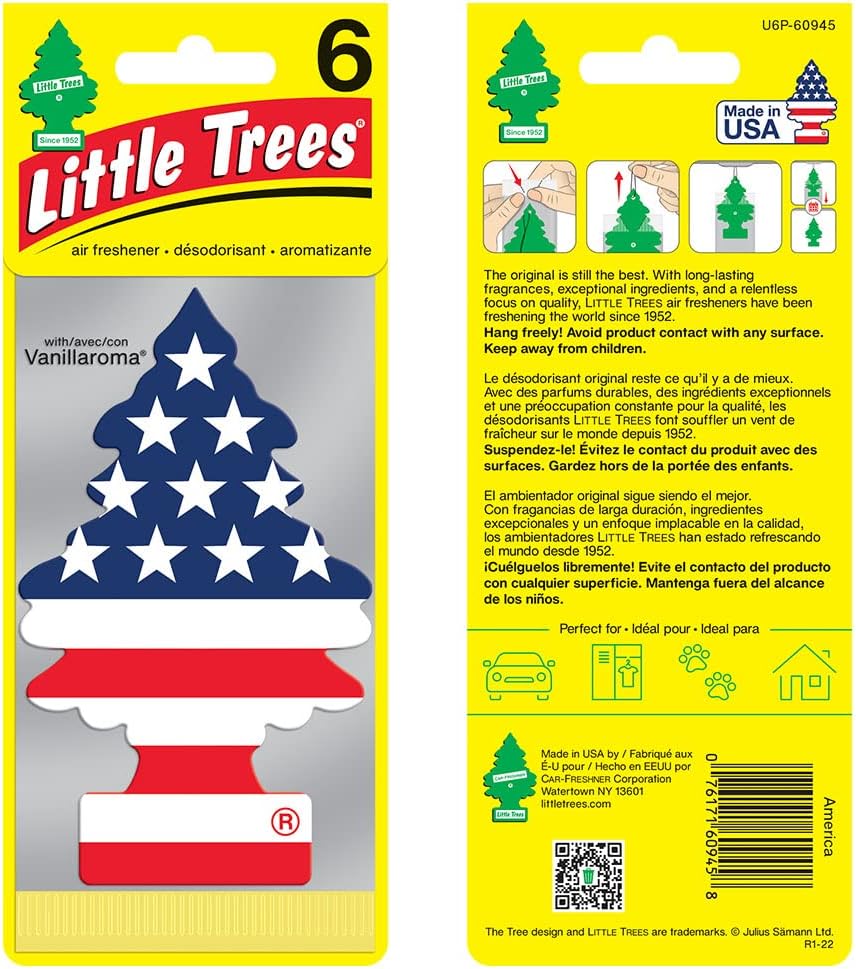 LITTLE TREES Air Fresheners Car Air Freshener. Hanging Tree Provides Long Lasting Scent for Auto or Home. America, 24 Air Fresheners