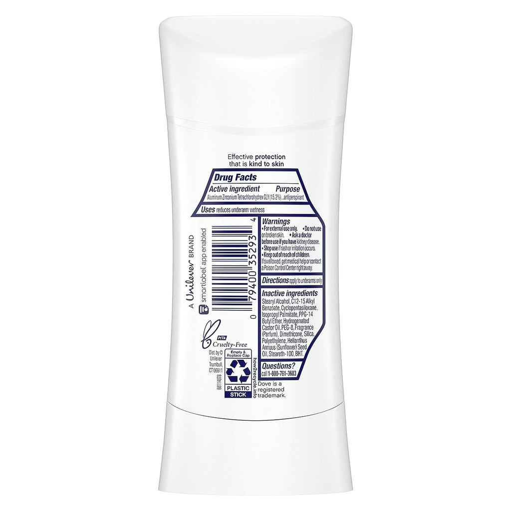 Dove Advanced Care Antiperspirant Deodorant Stick for Women Beauty Finish for 48 Hour Protection And Soft And Comfortable Underarms, 2.6 Ounce (Pack of 4)