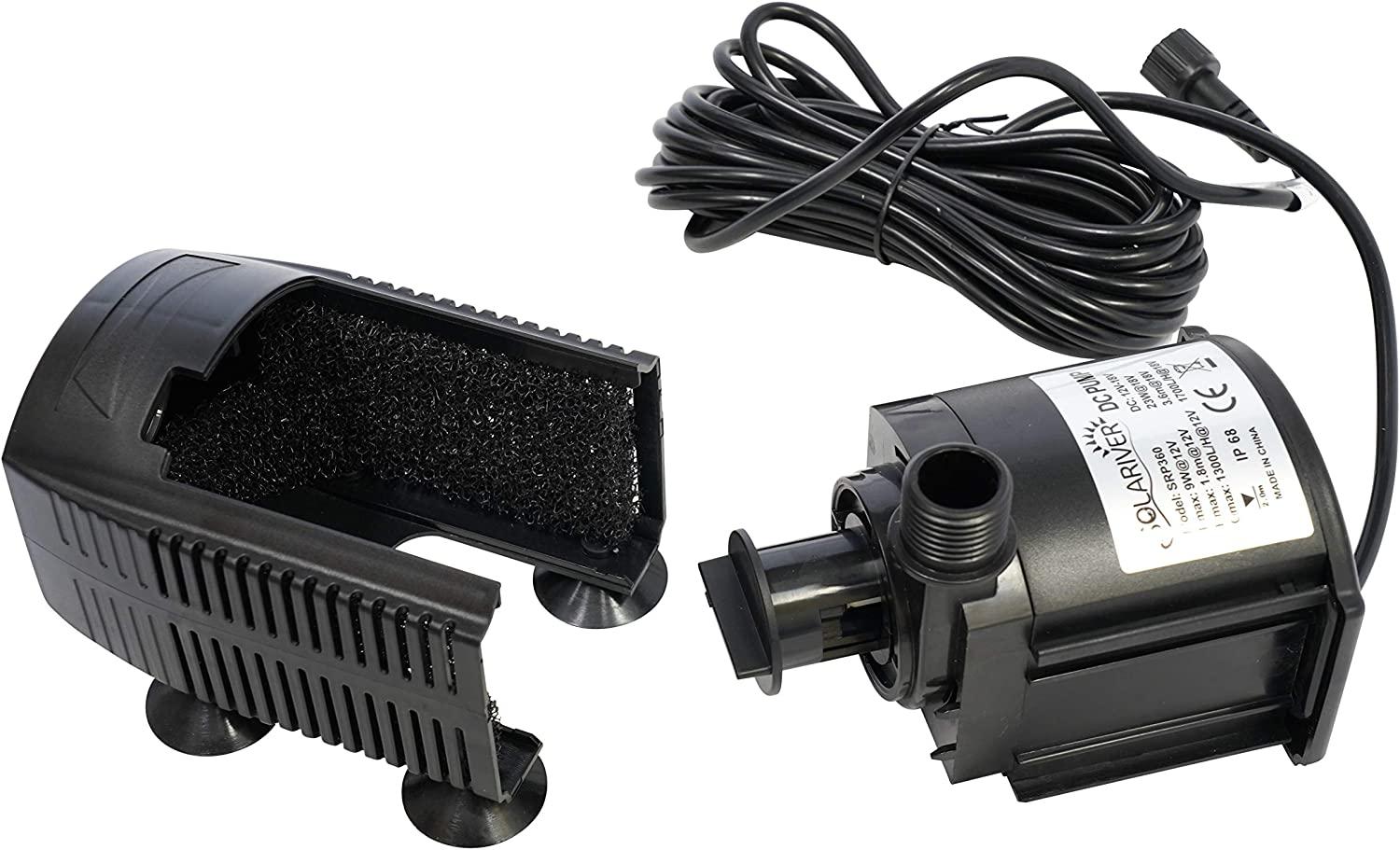 Solariver Solar Water Pump Kit - 360+GPH Submersible Pump with Adjustable Flow, 20 Watt Solar Panel for Sun Powered Fountain, Pond Aeration, Hydroponics, Aquaculture (No Battery Backup)