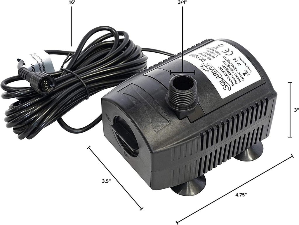 Solariver Solar Water Pump Kit - 360+GPH Submersible Pump with Adjustable Flow, 20 Watt Solar Panel for Sun Powered Fountain, Pond Aeration, Hydroponics, Aquaculture (No Battery Backup)