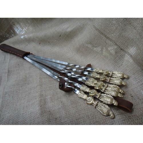 6Pcs Premium Heavy Duty  Steel Barbecue BBQ Kebab Skewers 23-Inch Gift