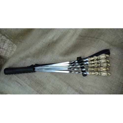 6Pcs Premium Heavy Duty  Steel Barbecue BBQ Kebab Skewers 23-Inch Gift