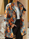 Casual Print Neckless Long Sleeves Jacket