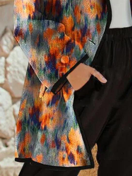 Casual Print Neckless Long Sleeves Jacket
