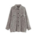 stylish frayed oversized plaid jacket