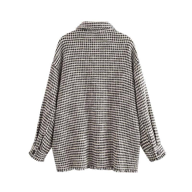 stylish frayed oversized plaid jacket