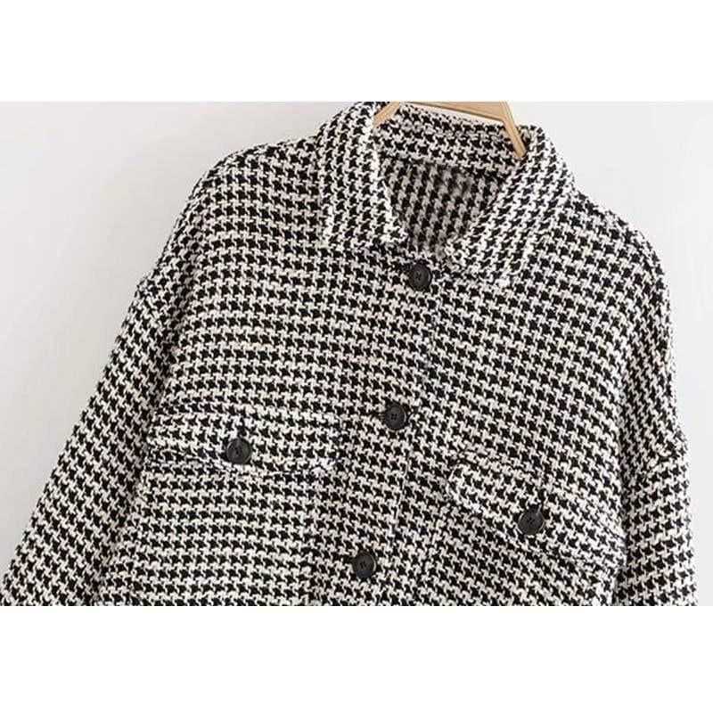 stylish frayed oversized plaid jacket