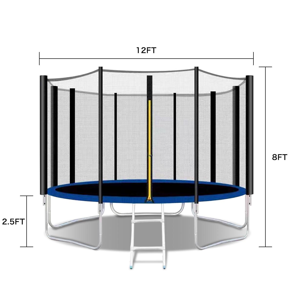 Abcnature 12 ft Trampoline with Safe Enclosure Net 400 lbs Capacity for 4-5 Kids Fitness Trampoline with Waterproof Jump Mat Ladder,LarTrampoline with Basketball Hoop