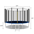 Abcnature 12 ft Trampoline with Safe Enclosure Net 400 lbs Capacity for 4-5 Kids Fitness Trampoline with Waterproof Jump Mat Ladder,LarTrampoline with Basketball Hoop
