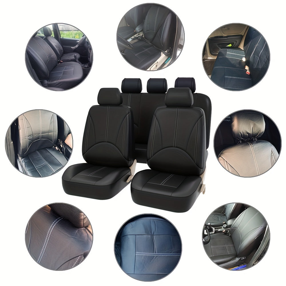 Car PU Leather Seat Cover High Quality Full Set universal cars Leather Seat Cover 5 Seat Protection Cover Suitable For Most Cars