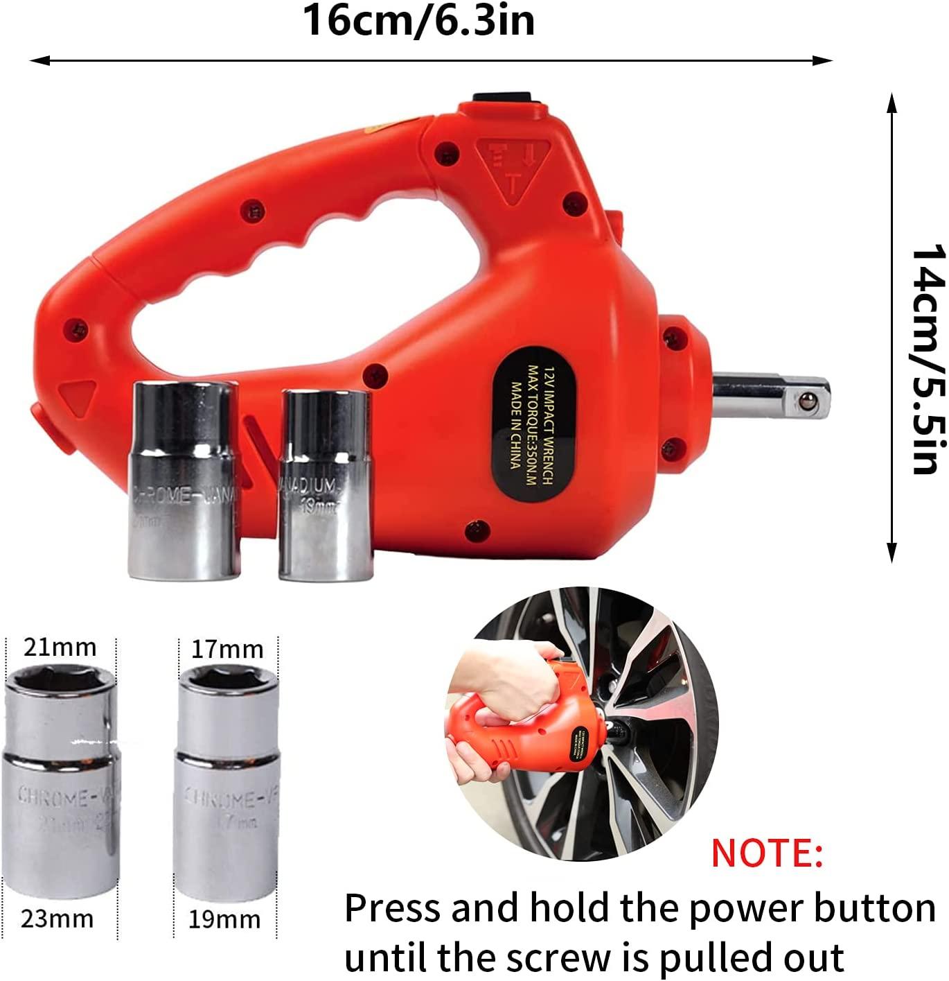 ROGTZ Electric Hydraulic Car Jack Kit with Impact Wrench and Tire Inflator Pump, 5 Ton 12V Car Jack Hydraulic Car for SUV Sedans Tire Chanwith LED Light(Red)
