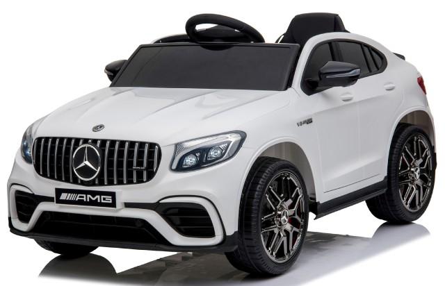 12V powered Mercedes AMG GLC63S Ride on electric car For Kids with Remote Control LED lights MP3 Leather Seat - White