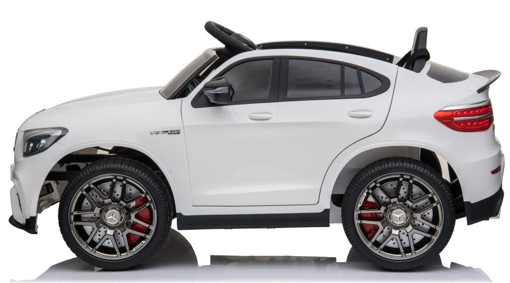 12V powered Mercedes AMG GLC63S Ride on electric car For Kids with Remote Control LED lights MP3 Leather Seat - White