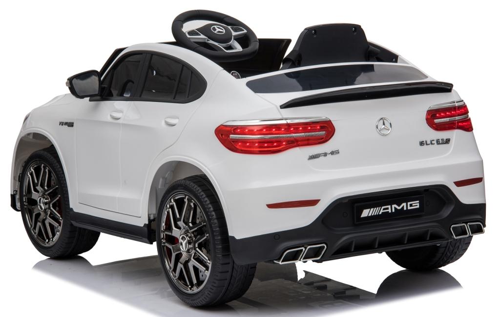 12V powered Mercedes AMG GLC63S Ride on electric car For Kids with Remote Control LED lights MP3 Leather Seat - White