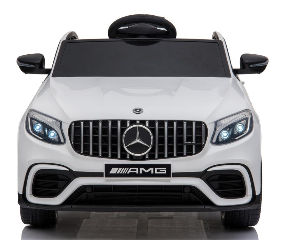 12V powered Mercedes AMG GLC63S Ride on electric car For Kids with Remote Control LED lights MP3 Leather Seat - White