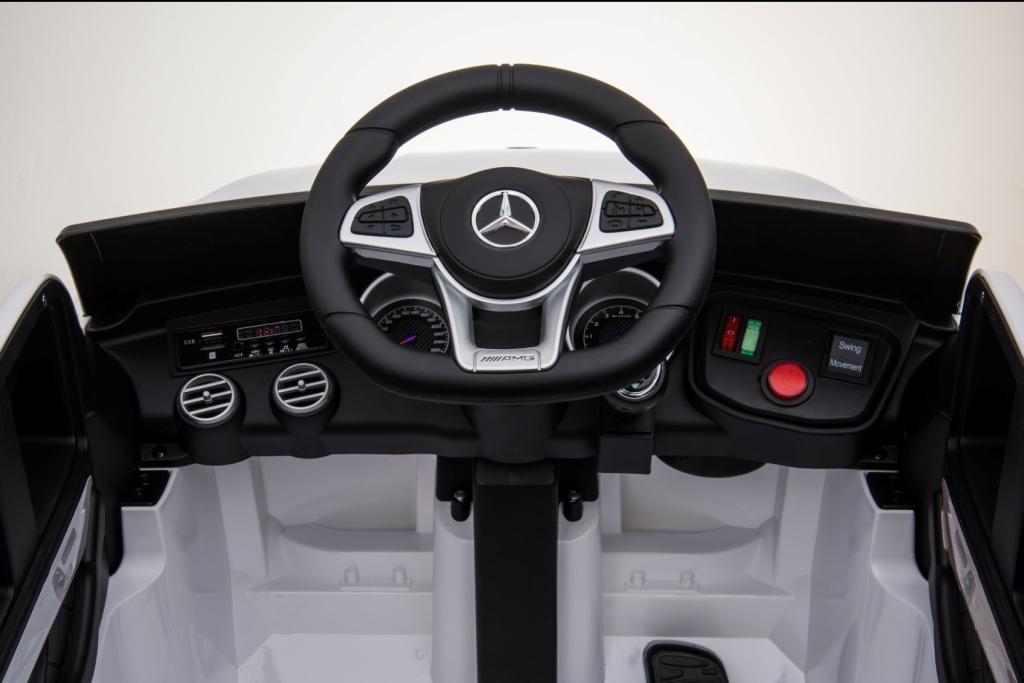 12V powered Mercedes AMG GLC63S Ride on electric car For Kids with Remote Control LED lights MP3 Leather Seat - White