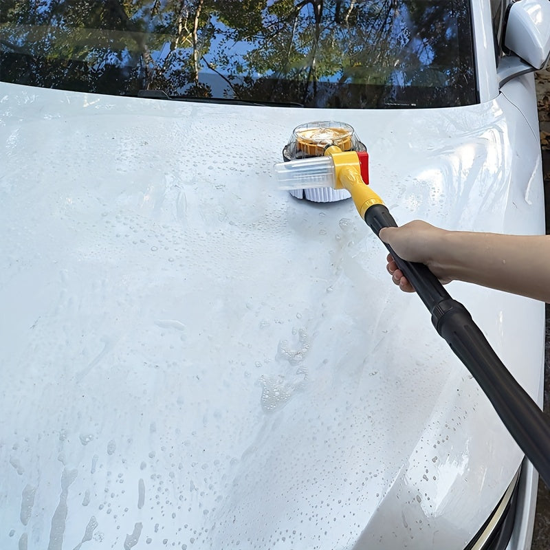 Car Wash Brush Cleaning Kit 360° Spin Car Mop Microfiber Car Cleaning Brush Detachable Extendable Scrub Brush Garden Hose Spray Nozzle Spray Gun