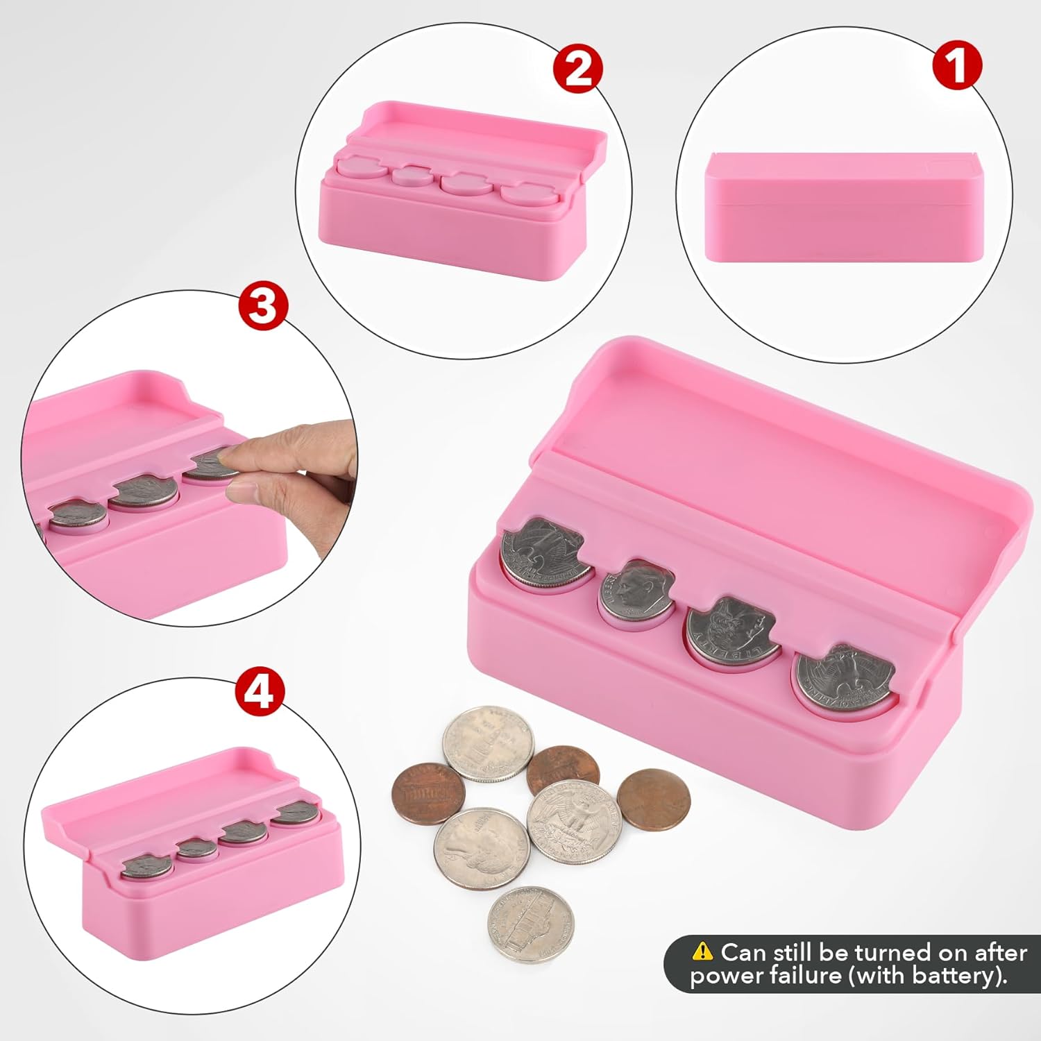 SINGARO Coin Holder for Car, Universal Car Coin Change Organizer, Car Coin Holder Compatible with Coins of Different Sizes, Car Interior Accessories, Suitable for Most Cars, Trucks(Pink，2 Pack)