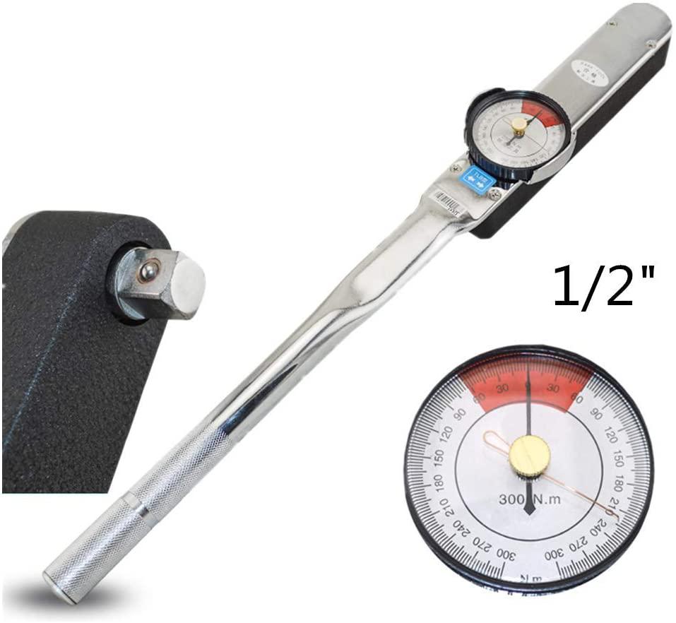 MXBAOHENG Drive Dial Torque Wrenches 1/2" Indicator Torquemeter Indicating Torque Tools with High Precision 531-2655in.lbs (60-300Nm)