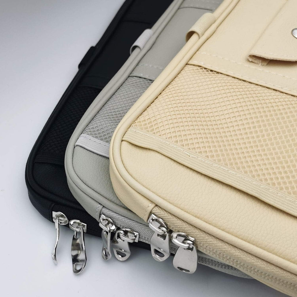 Da by Car Sun Visor Organizer Auto Car Visor Pocket and Interior Accessories Car Truck Visor Storage Pouch Holder with Multi-Pocket Net Zippers (Beige Light Yellow)