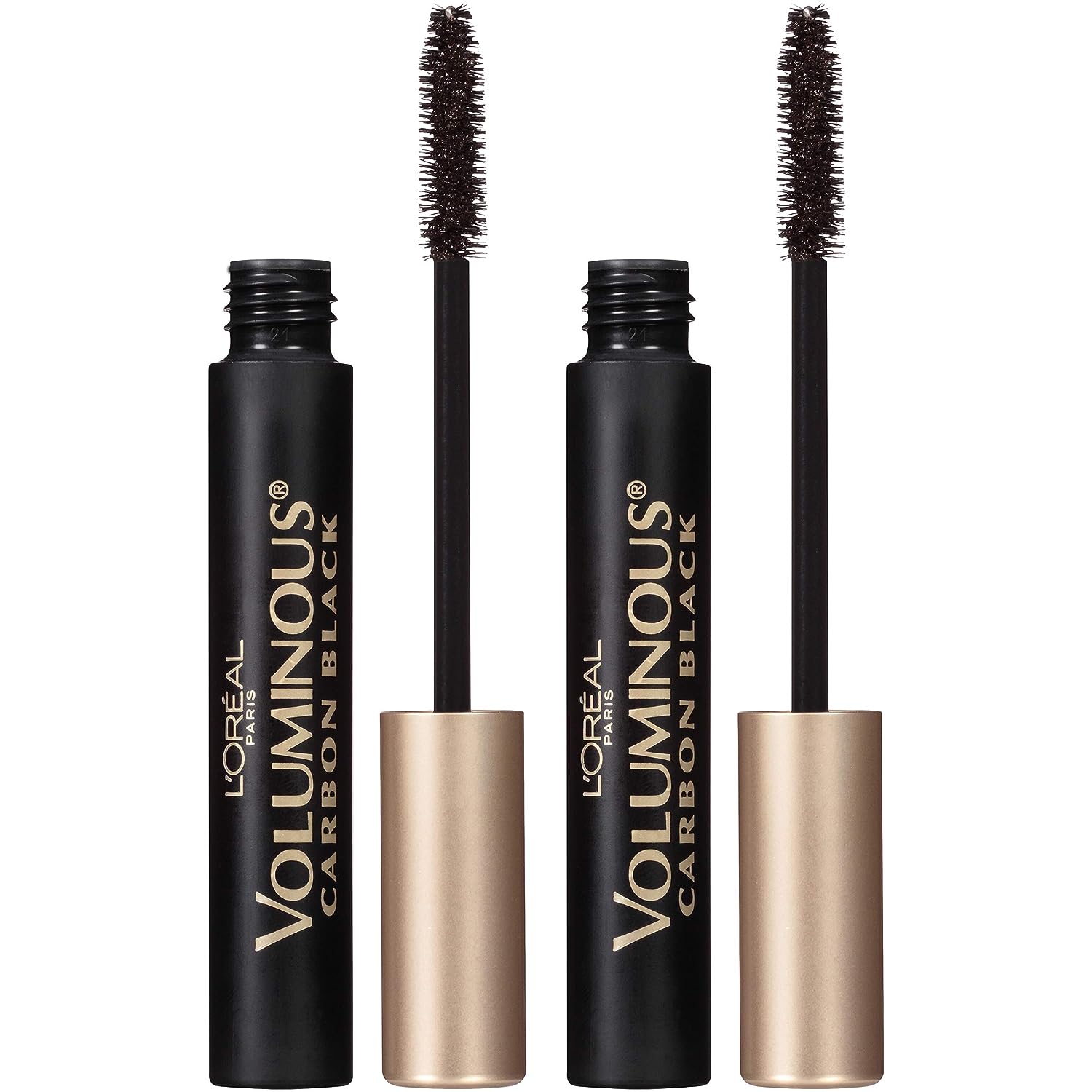 L'Oreal Paris Makeup Voluminous Original Washable Bold Eye Volume Building Mascara, Builds Lashes up to 2X Natural Thickness, Smudge Free, Clump Free, Carbon Black, 2 count