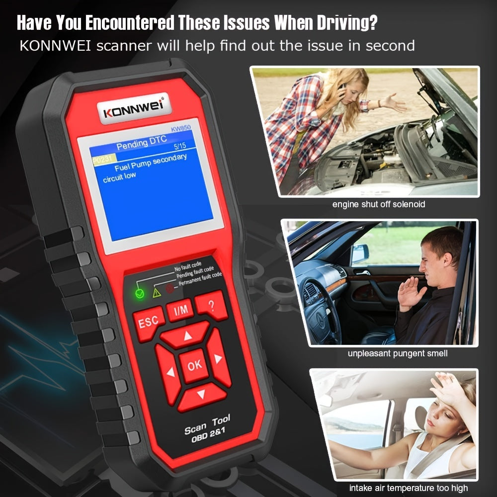 KW850 Professional OBD2 Scanner: Scan Your OBD II Cars After 1996 for Check Engine Light Issues!