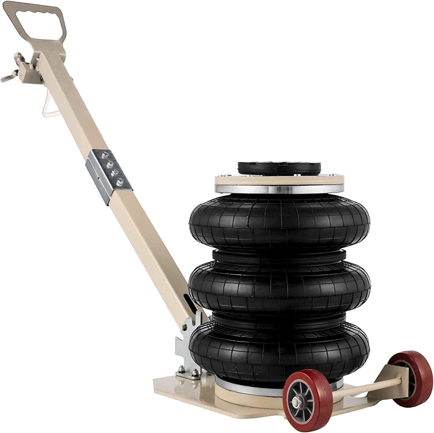 Air Bag Jack 6600lbs Capacity Pneumatic Jack  Lift 3T, Heavy Duty, Car Repair Jacks and Floor Jacks, Folding Rod Fast Lifting, Triple Bag, with Two Wheels,  Car Lifting Jack