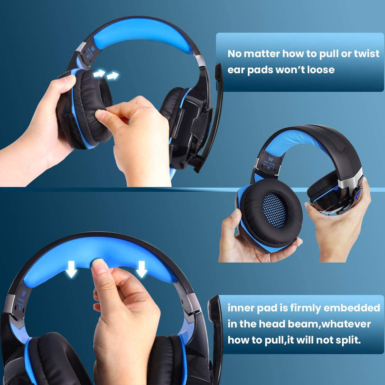 G2000 Gaming Headset: Experience Immersive Audio With Noise Cancelling Mic, LED Lights &amp; Soft Memory Earmuffs