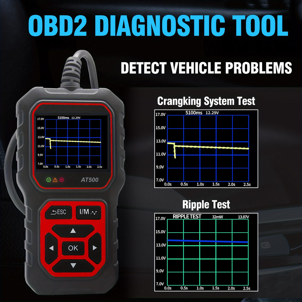 Car Code Reader, OBD2 Car Code Scanner VoltaTester Engine Fault Code Scanner CranAnd Charging Tester Diagnostic Tool For OBDII Protocol Cars
