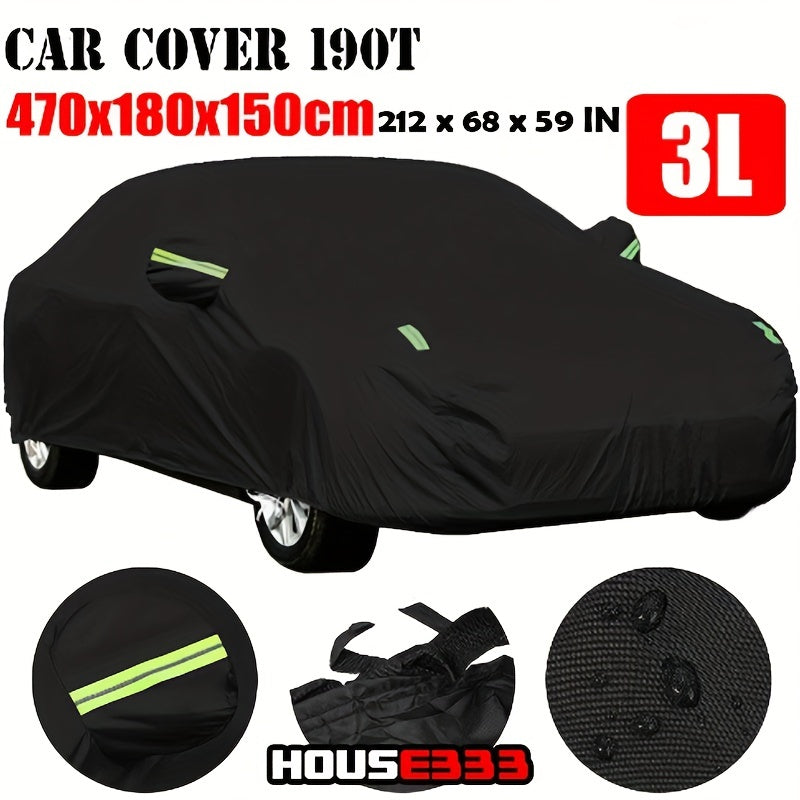 Premium 190T Car Cover: Durable, Waterproof, Sunscreen &amp; Anti-Scratch Protection!