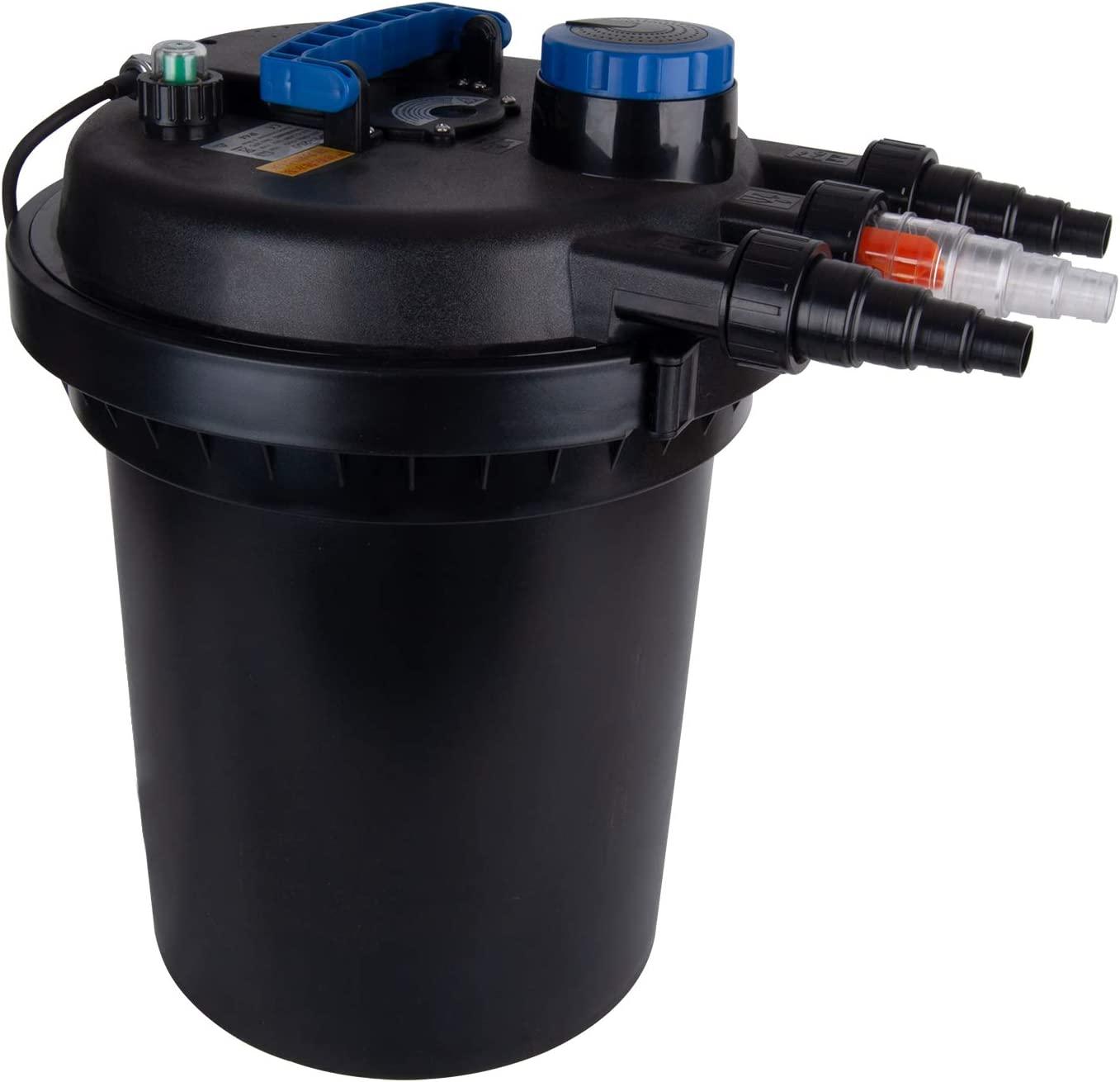 Polar Aurora CPF-250 Pond Pressure Bio Filter 13W UV Light 10000L Koi Water, Black