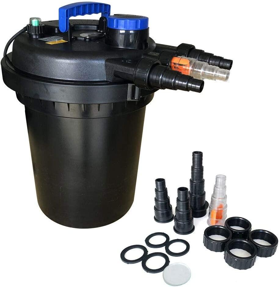 Polar Aurora CPF-250 Pond Pressure Bio Filter 13W UV Light 10000L Koi Water, Black