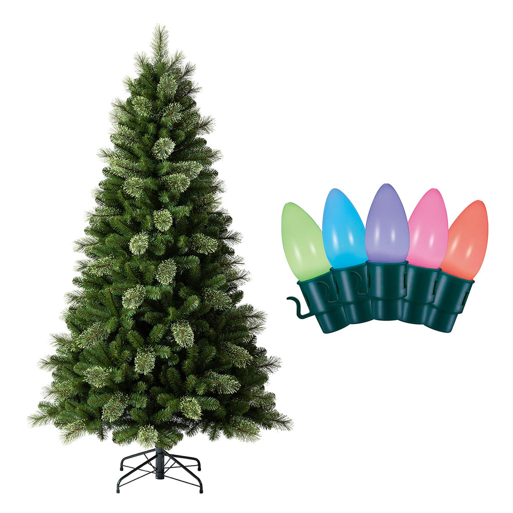 Home Heritage 7' Cascade  Pine Tree w/ Twinkly App Controlled RGB Lights