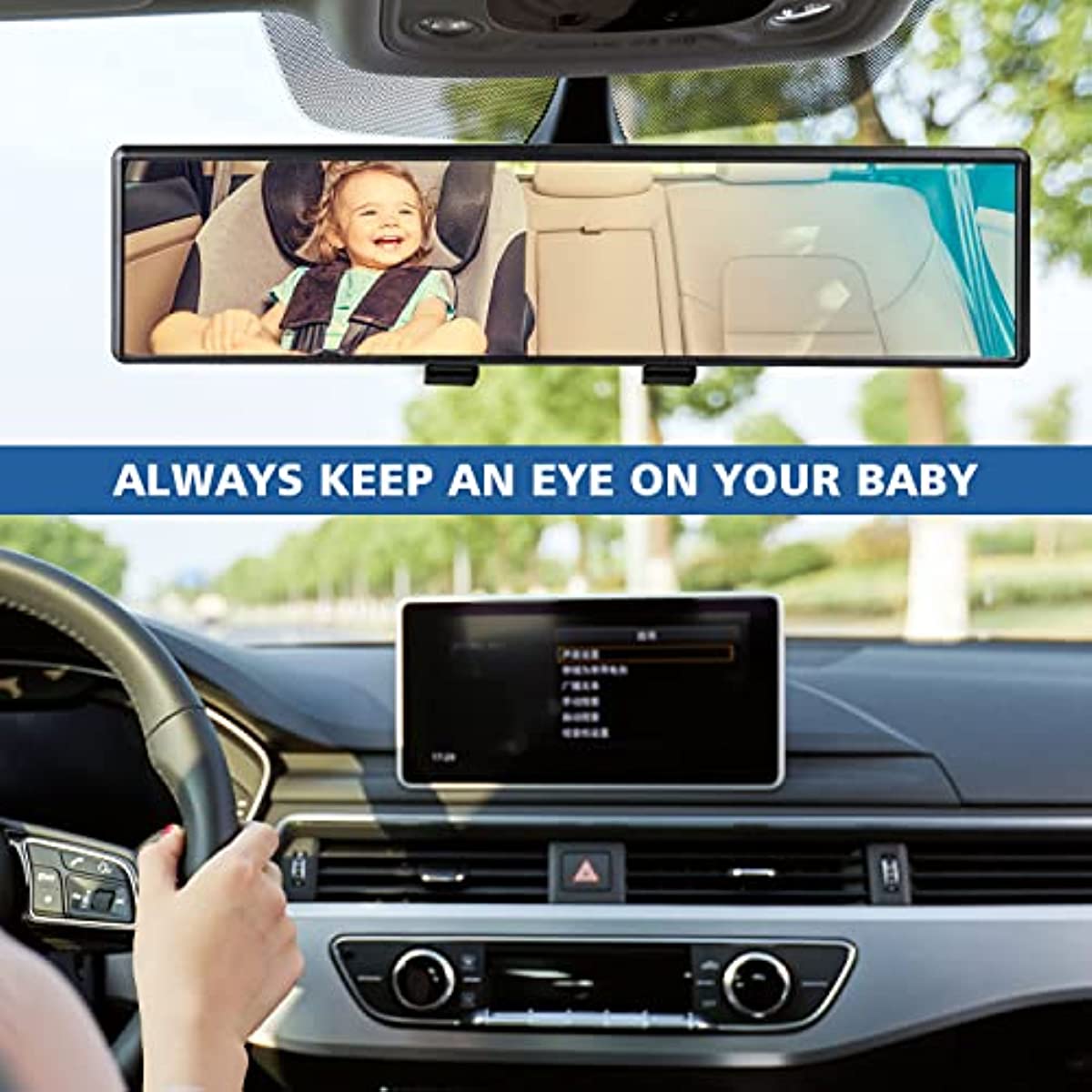 Car HD Rearview Mirrors 9.4 Inch,10.6 Inch,11.8 Inch Interior Clip-on Panoramic Rear View Mirror,  Universal Use For Cars, SUVs, Trucks, Vehicles