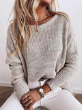 Casual Solid Color Crew Neck Long Sleeves Sweater