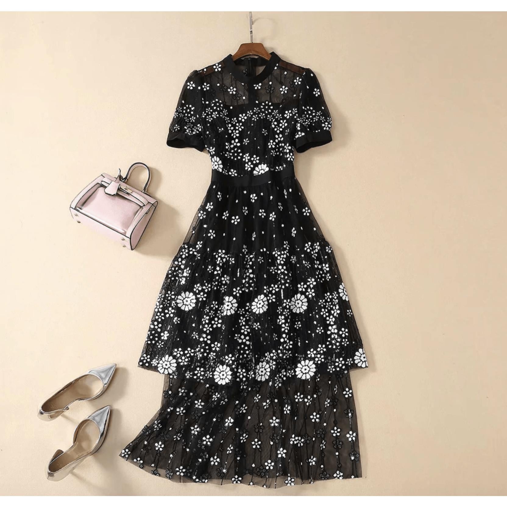 sequins embroidery dress