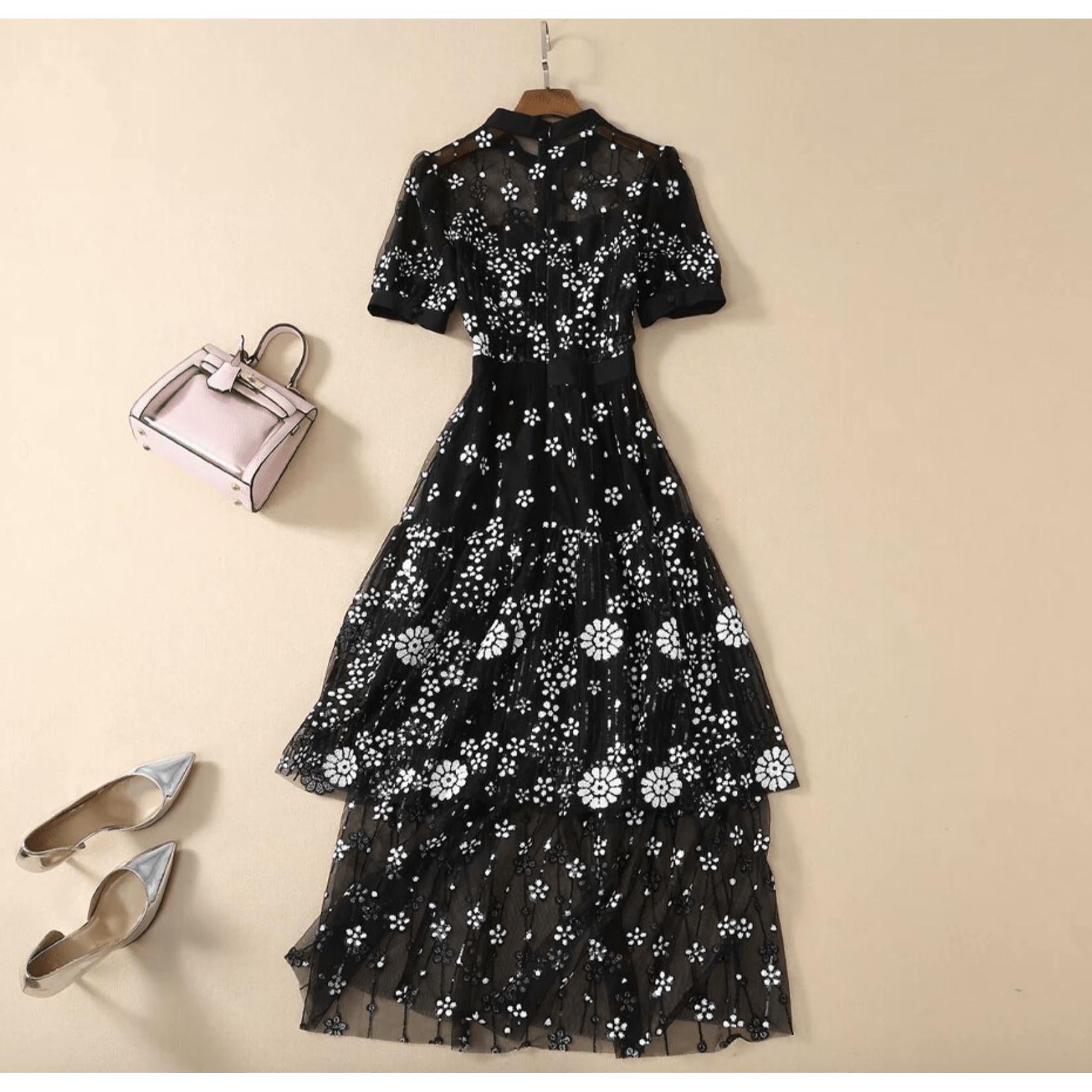 sequins embroidery dress